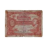 SARAWAK CHARLES BROOKE 10 DOLLARS 1937