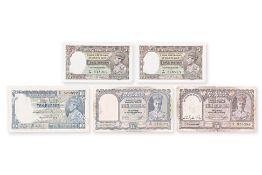 BRITISH INDIA GEORGE VI 5 RUPEES; 10 RUPEES 1937, 1943 (5)
