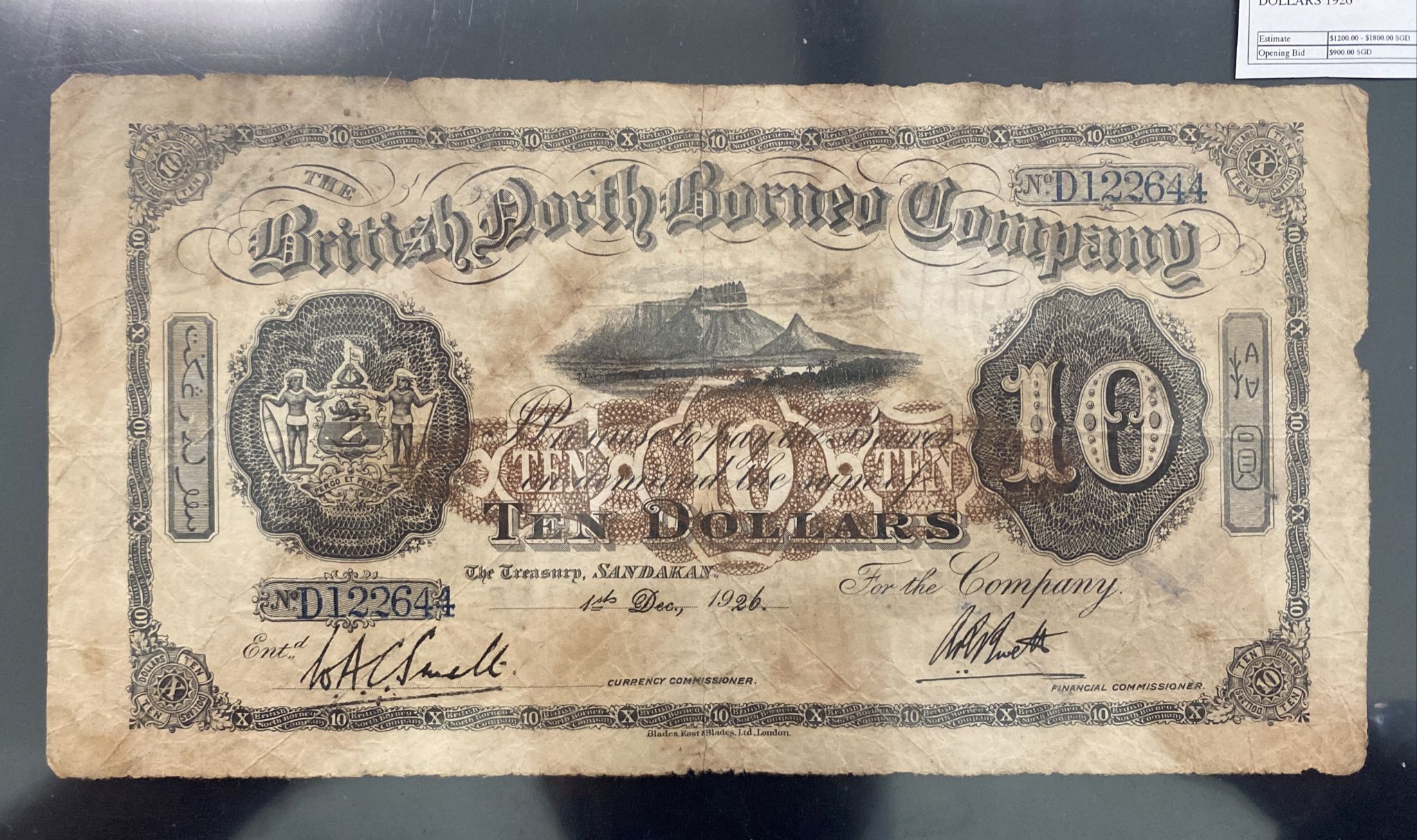 BRITISH NORTH BORNEO 10 DOLLARS 1926 - Image 3 of 4