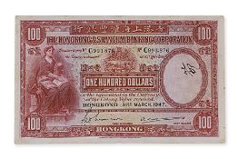 HONG KONG & SHANGHAI BANKING CORPORATION 100 DOLLARS 1947