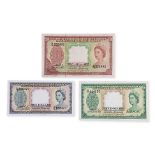 MALAYA & BRITISH BORNEO 1; 5; 10 DOLLARS 1953 (3)