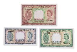 MALAYA & BRITISH BORNEO 1; 5; 10 DOLLARS 1953 (3)