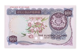 A RARE SINGAPORE ORCHID SERIES 100 DOLLAR COLOUR TRIAL