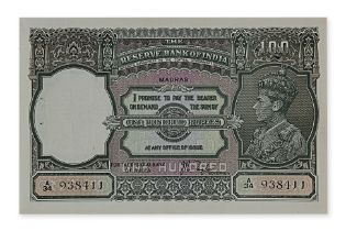 RESERVE BANK OF INDIA GEORGE VI 100 RUPEES 1937