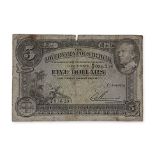 SARAWAK CHARLES BROOKE 5 DOLLARS 1929