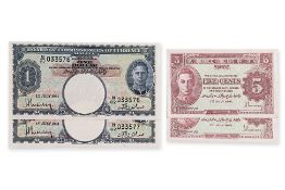 MALAYA GEORGE VI 1 DOLLAR; 5 CENTS 1941 (4)