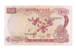 SINGAPORE ORCHID SERIES 10 DOLLAR 1973 SERIAL NUMBER ERROR