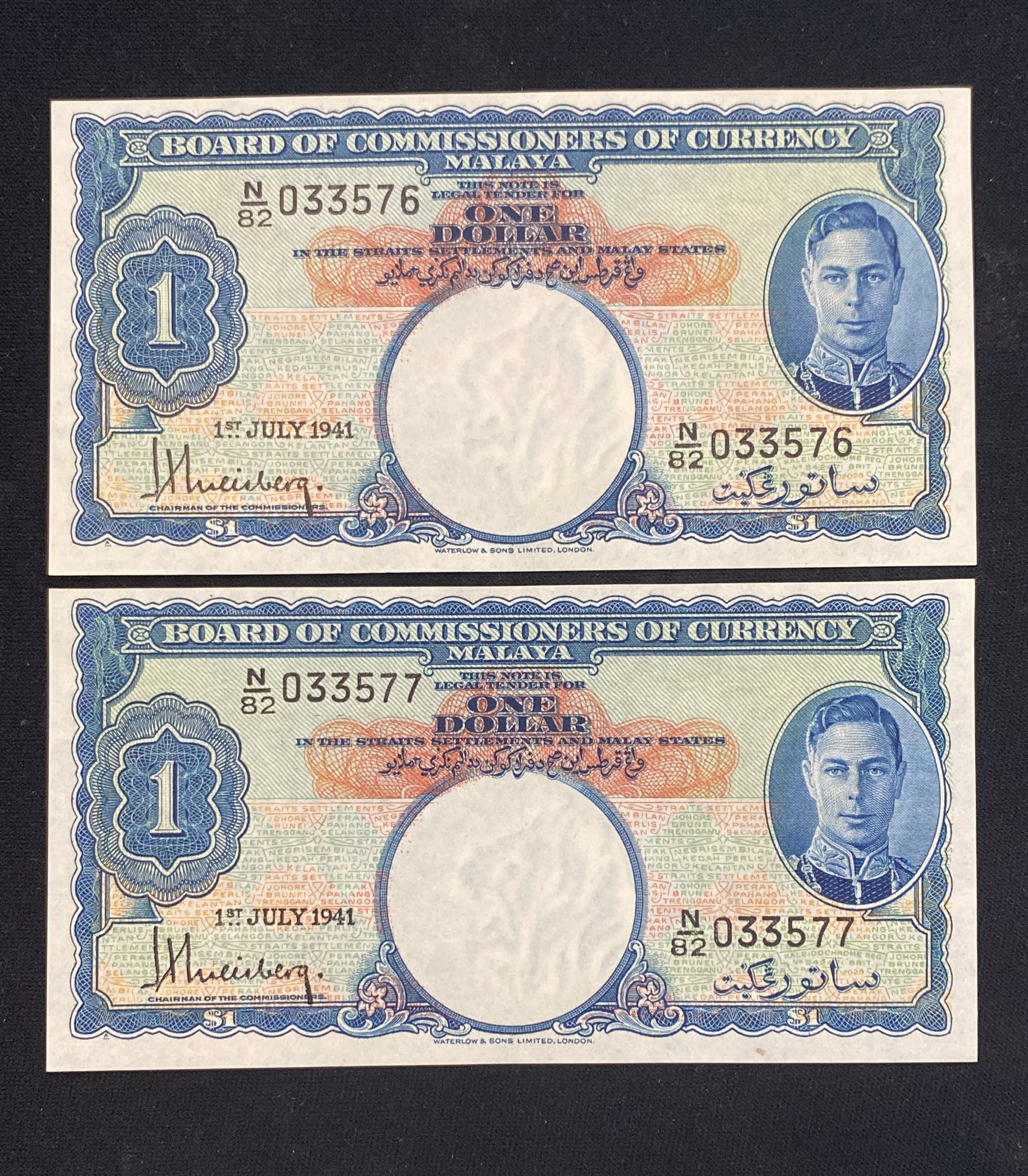 MALAYA GEORGE VI 1 DOLLAR; 5 CENTS 1941 (4) - Image 5 of 6
