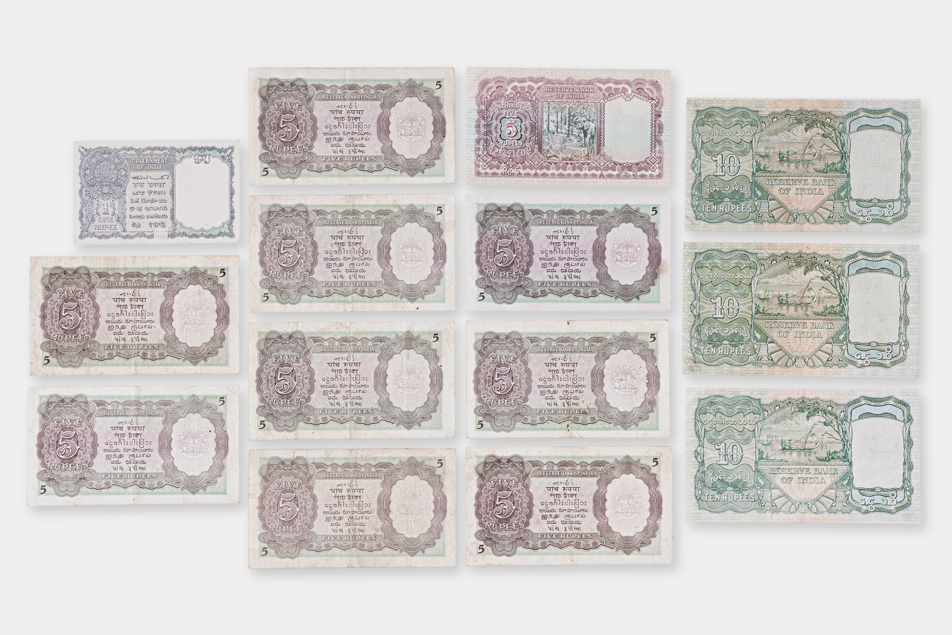 RESERVE BANK OF INDIA BURMA 1; 5; 10 RUPEES 1937-1944 (14) - Image 2 of 21