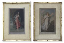 TWO ENGLISH MEZZOTINTS OF CLASSICAL LADIES BY W. A. COX