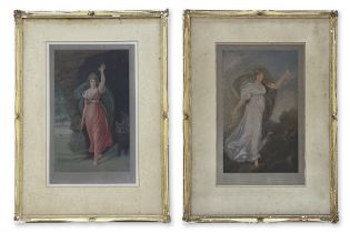 TWO ENGLISH MEZZOTINTS OF CLASSICAL LADIES BY W. A. COX