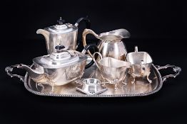 A SILVER-PLATED TEA AND COFFEE SERVICE
