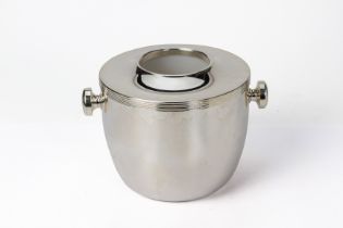 A TWIN HANDLED SILVER PLATED WINE COOLER