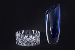 A KOSTA BODA STUDIO GLASS VASE AND BOWL BY GORAN WARFF