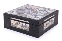 A MOTHER OF PEARL INLAID JEWELLERY BOX