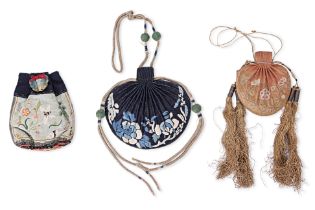 THREE CHINESE SILK EMBROIDERED PURSES