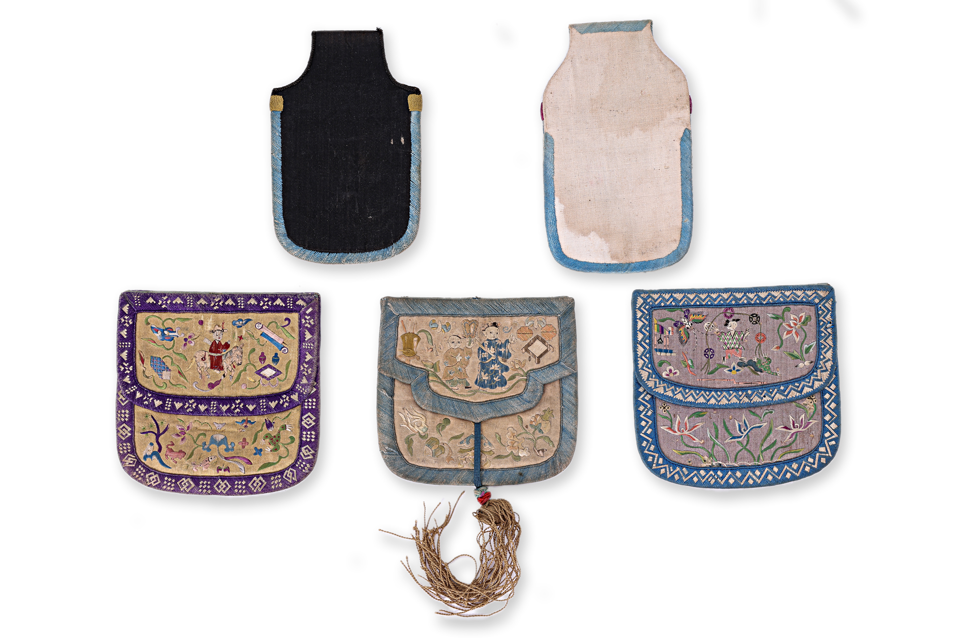 FIVE CHINESE SILK EMBROIDERED PURSES - Image 2 of 2