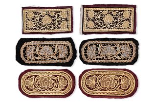 THREE PAIRS OF MALAYSIAN EMBROIDERED PILLOW ENDS