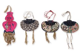 FOUR CHINESE SILK EMBROIDERED PURSES