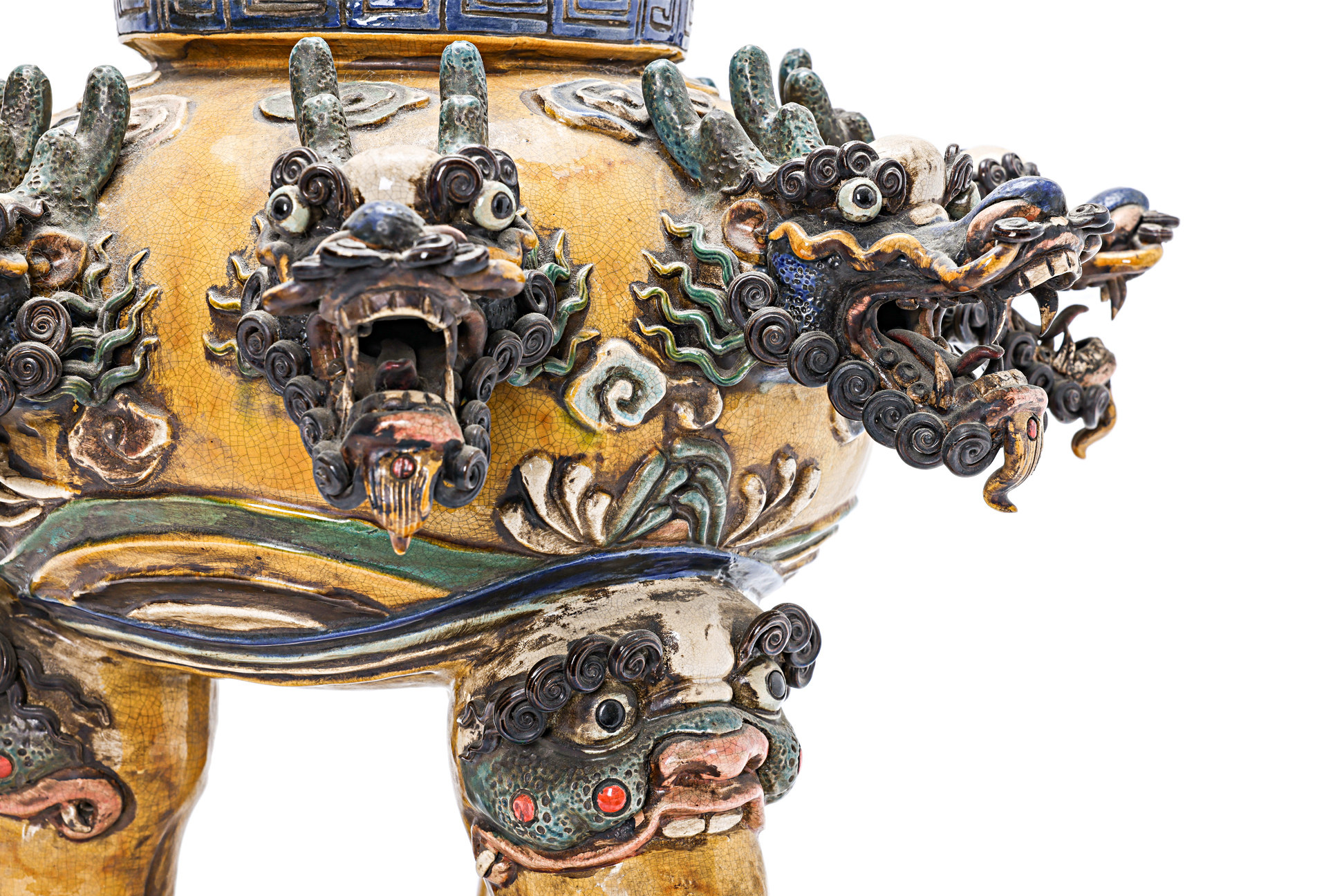 A LARGE CERAMIC DRAGON CENSER - Image 2 of 3