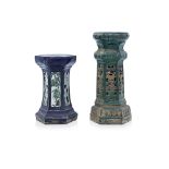 TWO GLAZED POTTERY JARDINIERE STANDS