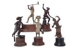 A GROUP OF FIVE BURMESE BRONZE FIGURES