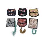 SIX CHINESE SILK EMBROIDERED SQUARE PURSES