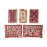 FIVE EMBROIDERED PILLOW ENDS