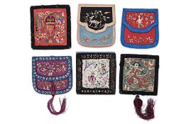 SIX CHINESE SILK EMBROIDERED PURSES