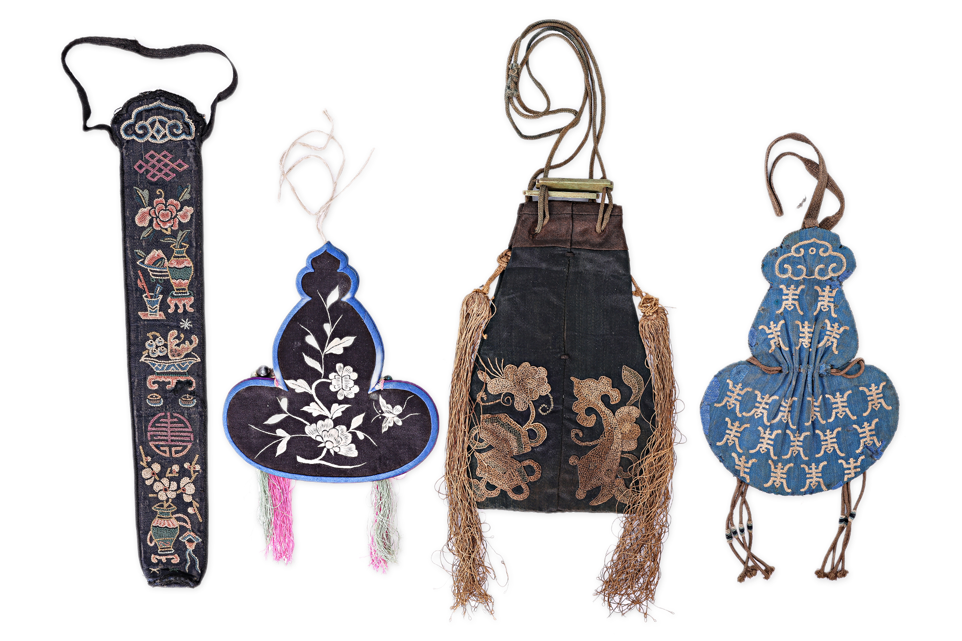 TWO EMBROIDERED GOURD POCKETS, ONE PURSE AND ONE FAN HOLDER - Image 2 of 2