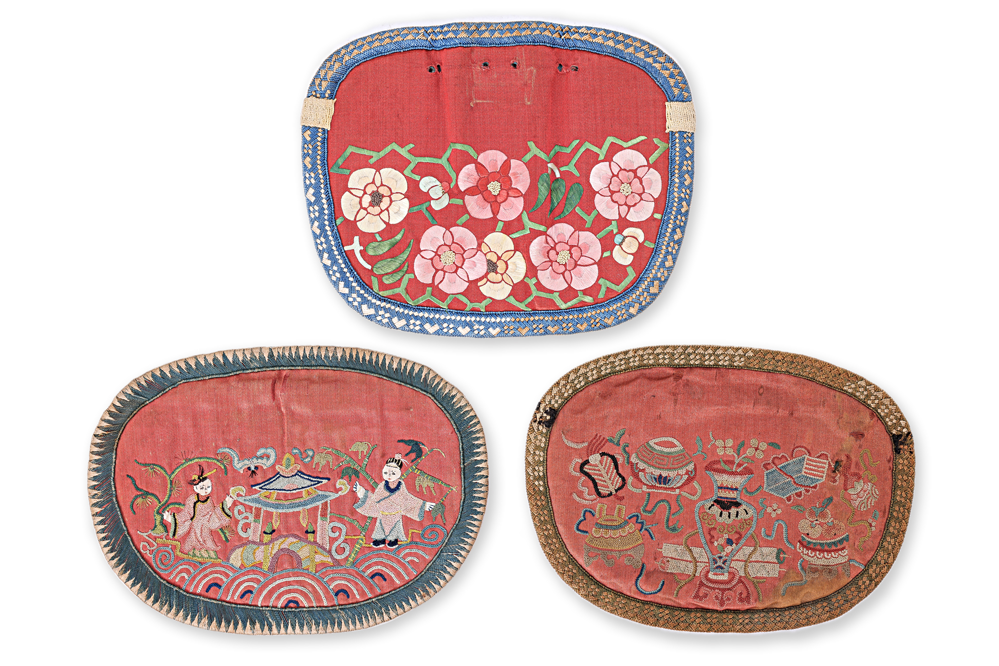 SIX CHINESE SILK EMBROIDERED ROUND WAIST PURSES - Image 2 of 3