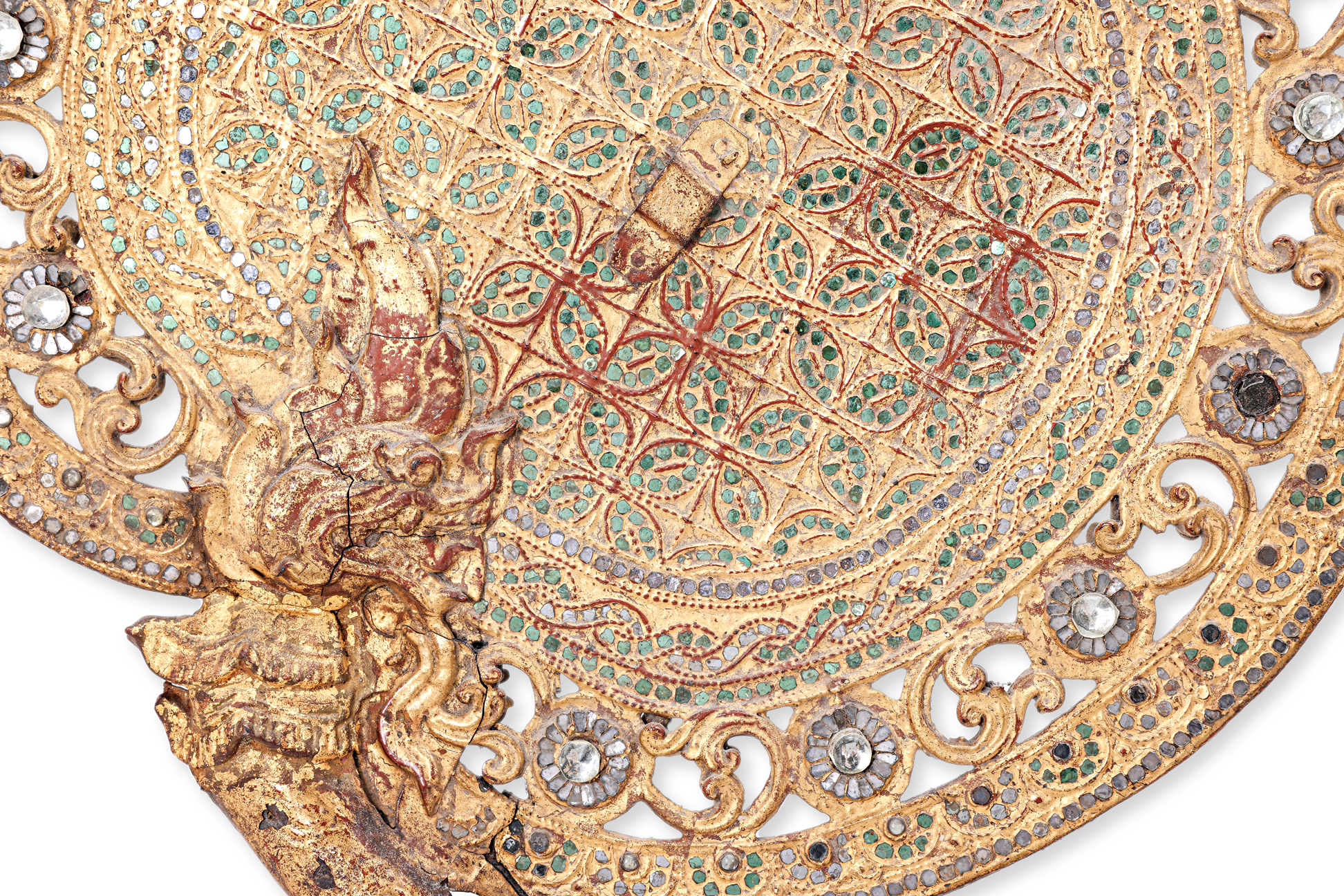 TWO BURMESE GILT LACQUER FAN HEADS - Image 3 of 3