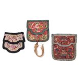 THREE CHINESE EMBROIDERED SILK PURSES