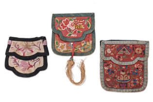 THREE CHINESE EMBROIDERED SILK PURSES