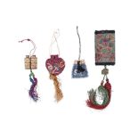 FOUR CHINESE SILK EMBROIDERED PURSES
