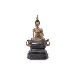 A LARGE GILT LACQUERED BRONZE BUDDHA