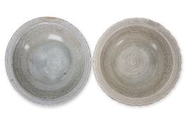 TWO THAI CELADON DISHES