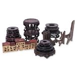 AN ASSORTED GROUP OF LACQUERED AND WOOD STANDS