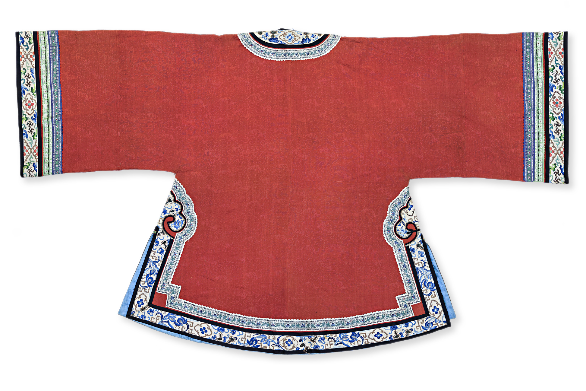 A CHINESE EMBROIDERED RED SILK SHORT JACKET - Image 3 of 4