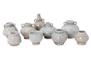 A GROUP OF NINE THAI CELADON JARLETS