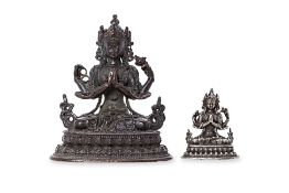 TWO MINIATURE METALWARE FIGURES OF BUDDHA