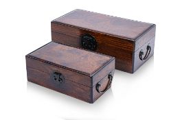 A PAIR OF GRADUATED CHINESE HARDWOOD TABLE BOXES