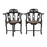 A PAIR OF CHINESE BLACKWOOD CORNER CHAIRS