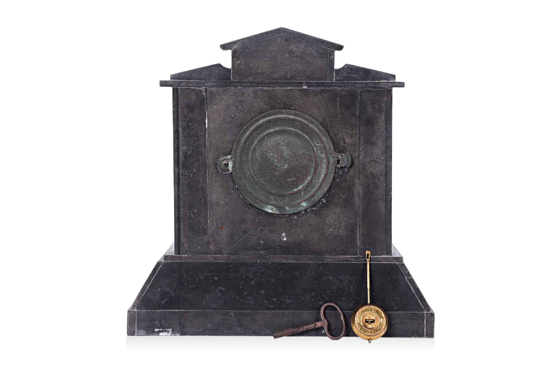 AN ANSONIA BLACK SLATE AND MARBLE MANTEL CLOCK - Image 3 of 3