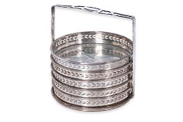 A SET OF CUT GLASS AND SILVER MOUNTED COASTERS