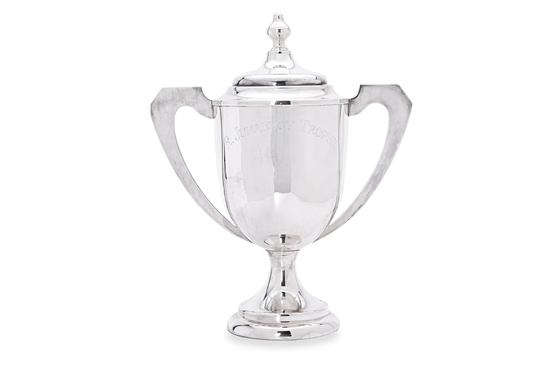 THE R. JUMABHOY TROPHY - A LARGE SILVER PLATED TROPHY CUP