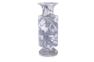 A LARGE TURNED MARBLE CYLINDRICAL VASE