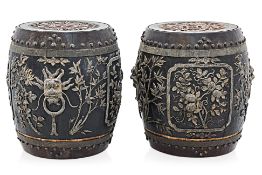 A PAIR OF CHINESE SPICE BARREL TABLES