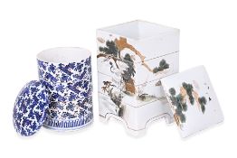 TWO JAPANESE STACKING PORCELAIN JUBAKO