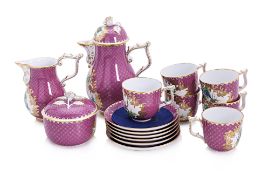 A HEREND PORCELAIN COFFEE SERVICE FOR SIX, BY GYULA TOTH